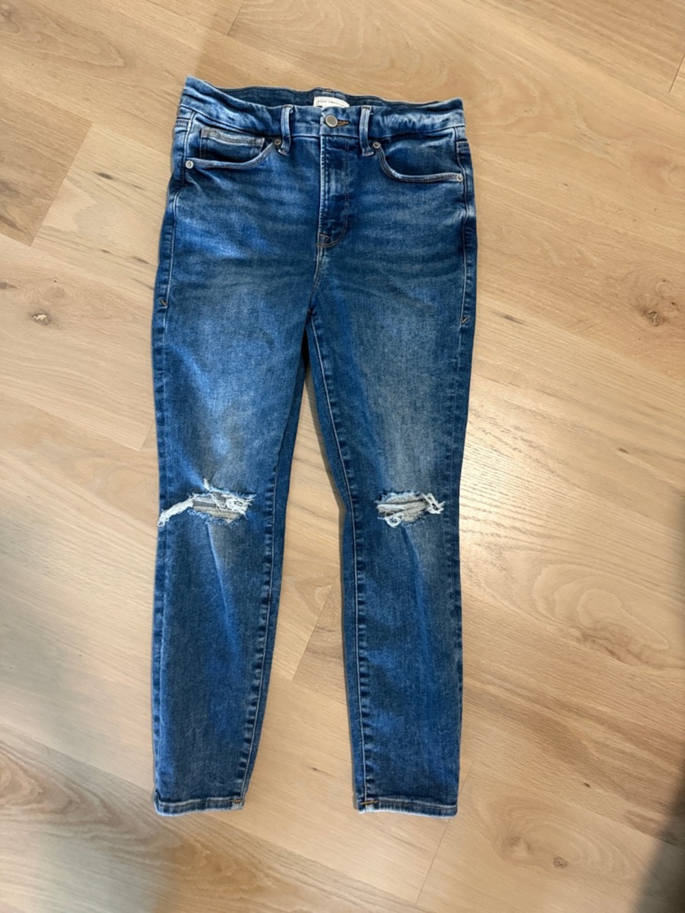 Good American Dark Blue Distressed Skinny Jeans